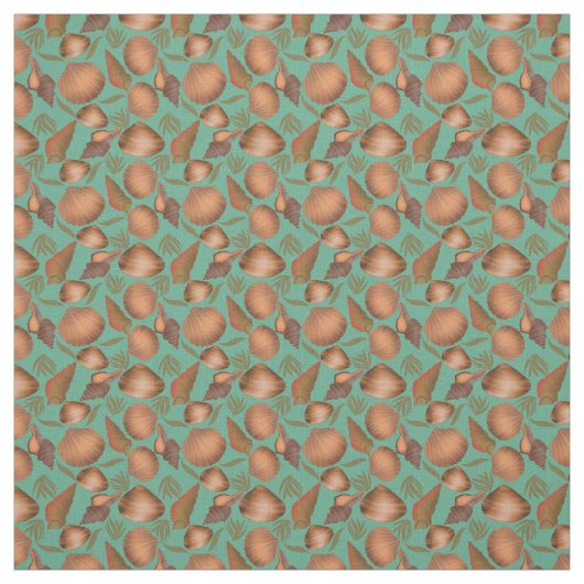 Nautical Seashell Turquoise Pattern Stof (Swatch)