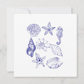 Nautical Seashell uitnodiging – Blue Line Art Ocea (Voorkant)