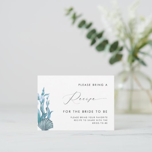 Nautical Seashell Vrijgezellenfeest Recept Aanvraa Informatiekaartje (Staand voorkant)