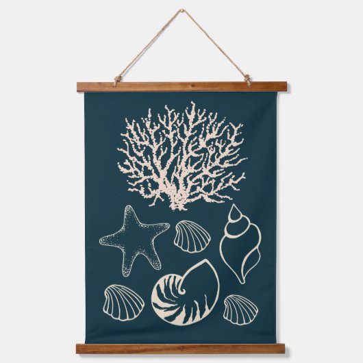 Nautical Seashell Wall Tapestry  Hangend Wandkleed (Voorkant)
