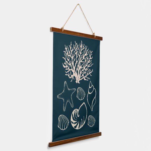 Nautical Seashell Wall Tapestry  Hangend Wandkleed (Gebogen)