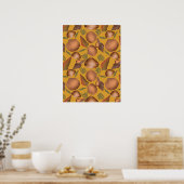 Nautical Seashell Yellow Pattern Poster (Keuken)
