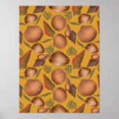 Nautical Seashell Yellow Pattern Poster (Voorkant)