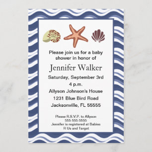 Nautical Seashells Baby shower Kaart