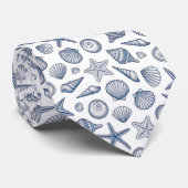 Nautical Seashells Custom Necktie Stropdas (Opgerold)