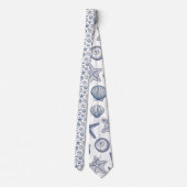 Nautical Seashells Custom Necktie Stropdas (Achterkant)