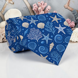 Nautical Seashells Custom Necktie Stropdas