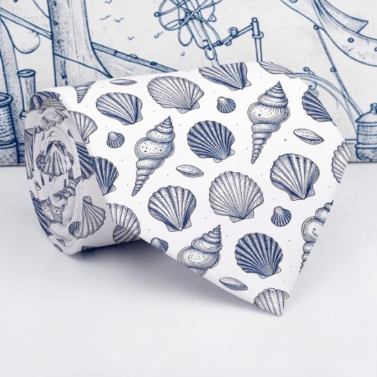 Nautical Seashells Custom Necktie Stropdas