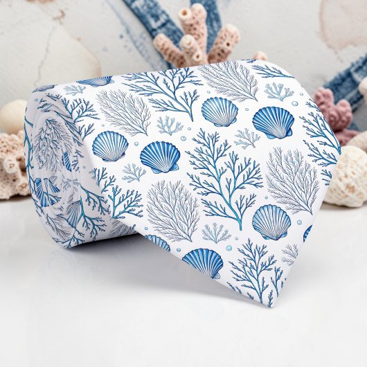 Nautical Seashells Custom Necktie Stropdas