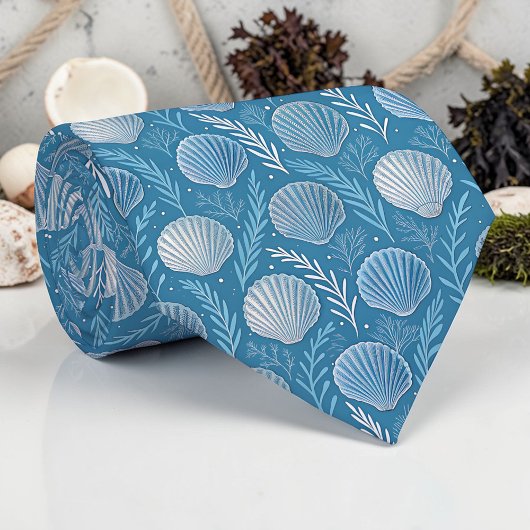 Nautical Seashells Custom Necktie Stropdas