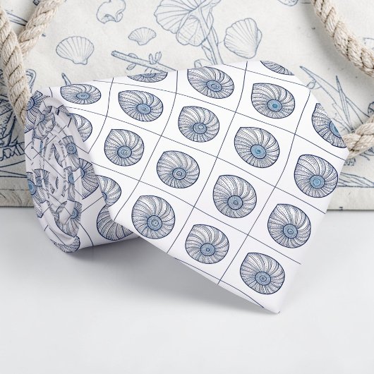 Nautical Seashells Custom Necktie Stropdas
