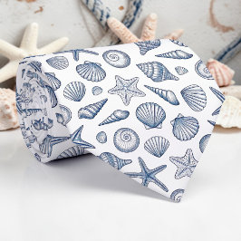 Nautical Seashells Custom Necktie Stropdas