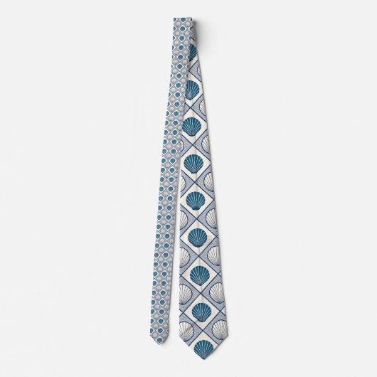 Nautical Seashells Custom Necktie Stropdas (Achterkant)