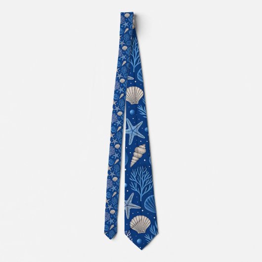 Nautical Seashells Custom Necktie Stropdas (Achterkant)