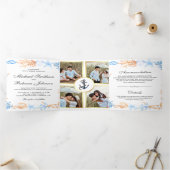 Nautical Seashells Lijst Photo Collage Wedding Drieluik Uitnodiging (Binnen)