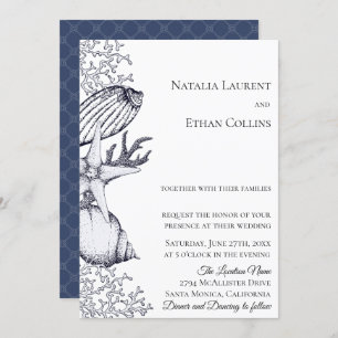 Nautical Seashells Wedding Invitation Kaart