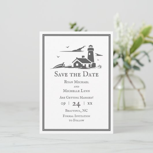 Nautical Seaside Beach Wedding Save The Date (Staand voorkant)