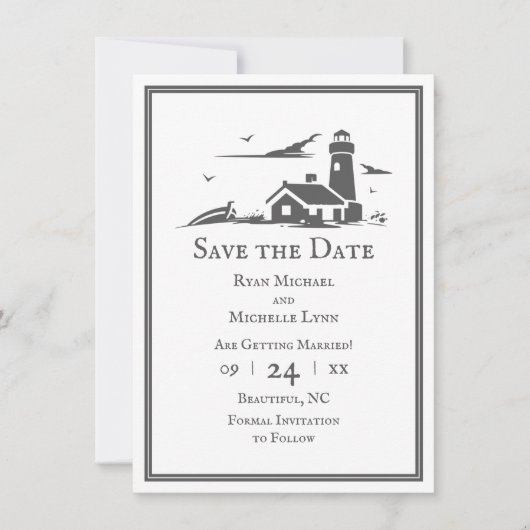 Nautical Seaside Beach Wedding Save The Date (Voorkant)
