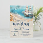 Nautical Seaside Coastal Beach Vrijgezellenfeest Kaart (Staand voorkant)