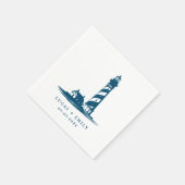 Nautical Seaside Lighthouse Dark Blue Wedding Servet (Hoek)
