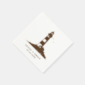 Nautical Seaside Lighthouse Dark Blue Wedding Servet (Hoek)