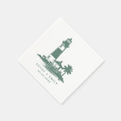 Nautical Seaside Lighthouse Dark Blue Wedding Servet (Hoek)