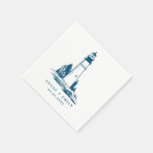 Nautical Seaside Lighthouse Dark Blue Wedding Servet (Hoek)