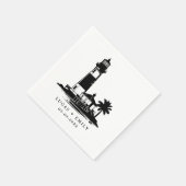 Nautical Seaside Lighthouse Dark Blue Wedding Servet (Hoek)