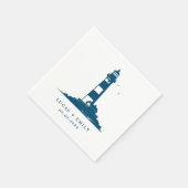 Nautical Seaside Lighthouse Dark Blue Wedding Servet (Hoek)