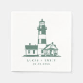 Nautical Seaside Lighthouse Dark Blue Wedding Servet (Voorkant)