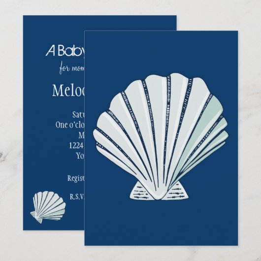 Nautical Seaside Shell Baby shower Kaart (Voorkant / Achterkant)