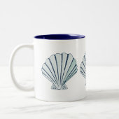 Nautical Seaside Shell Tweekleurige Koffiemok (Links)