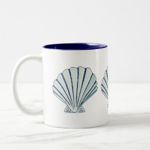 Nautical Seaside Shell Tweekleurige Koffiemok