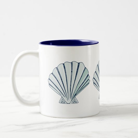 Nautical Seaside Shell Tweekleurige Koffiemok (Links)