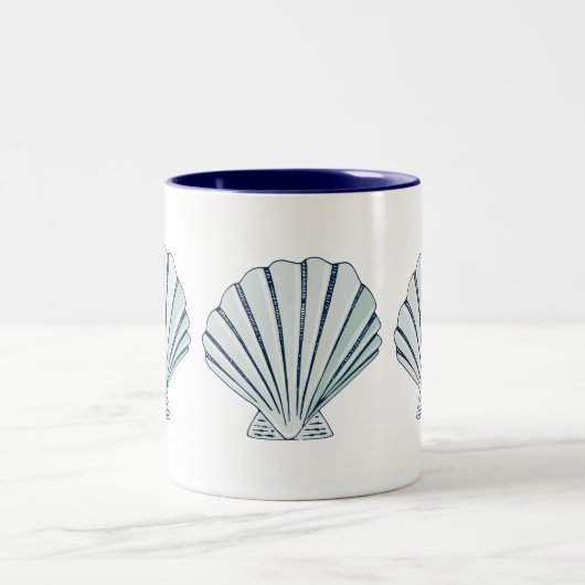 Nautical Seaside Shell Tweekleurige Koffiemok (Center)