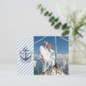Nautical SEAson's Greetings, Navy Anchor-2 foto's Feestdagenkaart (Staand voorkant)