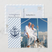 Nautical SEAson's Greetings, Navy Anchor-2 foto's Feestdagenkaart (Voorkant / Achterkant)