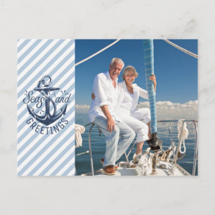 Nautical SEAson's Greetings, Navy Anchor-2 foto's Feestdagenkaart