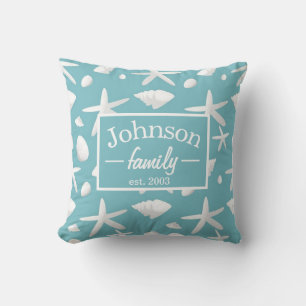 Nautical Seastar Seashells Family Beach House Kussen