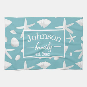 Nautical Seastar Seashells Family Beach House Theedoek