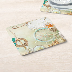Nautical Serie Ontwerp 2 Kartonnen Onderzetters