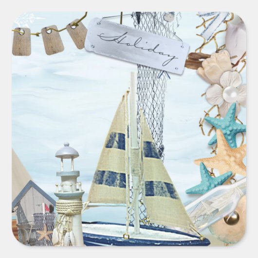 Nautical Series Design 4  Vierkante Sticker (Voorkant)