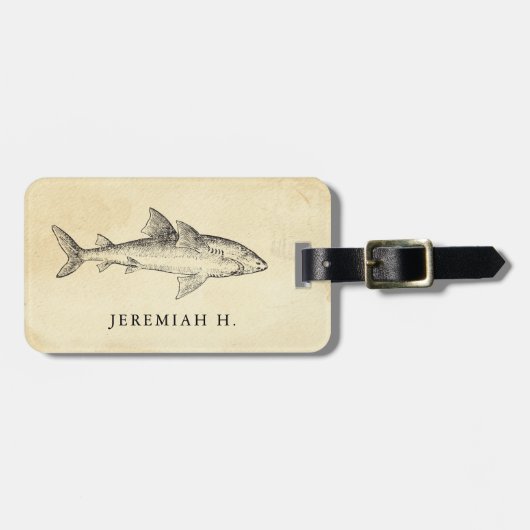 Nautical Shark Personalized Monogram Bagagelabel (Voorkant horizontaal)