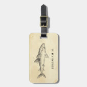 Nautical Shark Personalized Monogram Bagagelabel (Voorkant verticaal)