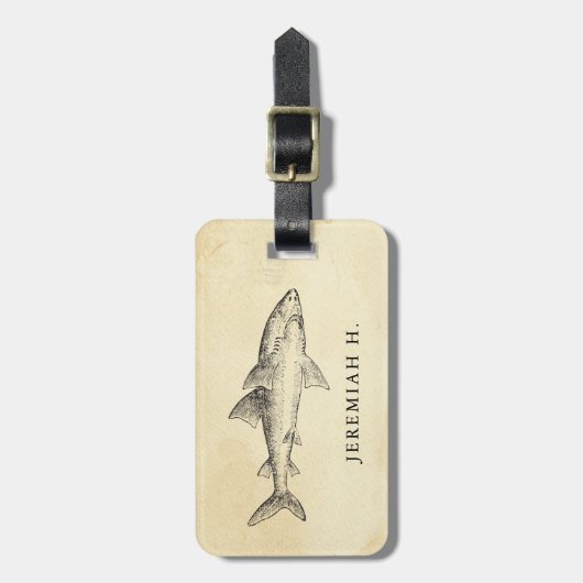 Nautical Shark Personalized Monogram Bagagelabel (Voorkant verticaal)