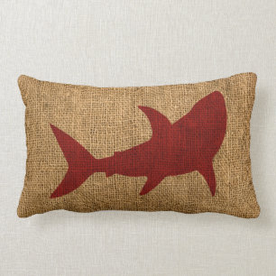 Nautical Shark Rustic Red Kussen