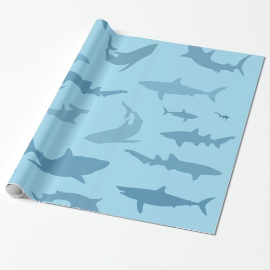 Nautical Shark Silhouette Gift Wrapping Paper Cadeaupapier (Uitgerold)