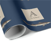Nautical Sharks Navy Blue Sand Tan Cadeaupapier (Rol Hoek)