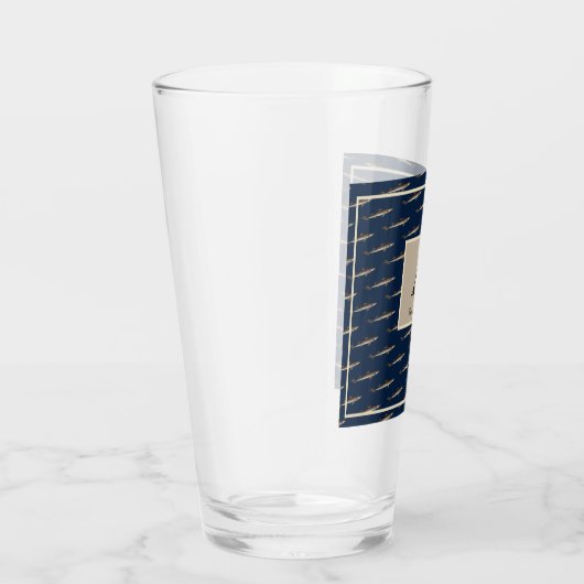 Nautical Sharks Navy Blue Sand Tan Glas (Rechts)