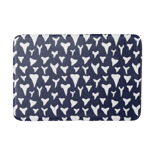 Nautical Sharks Tooth Blue en White Pattern Badmat (Voorkant)